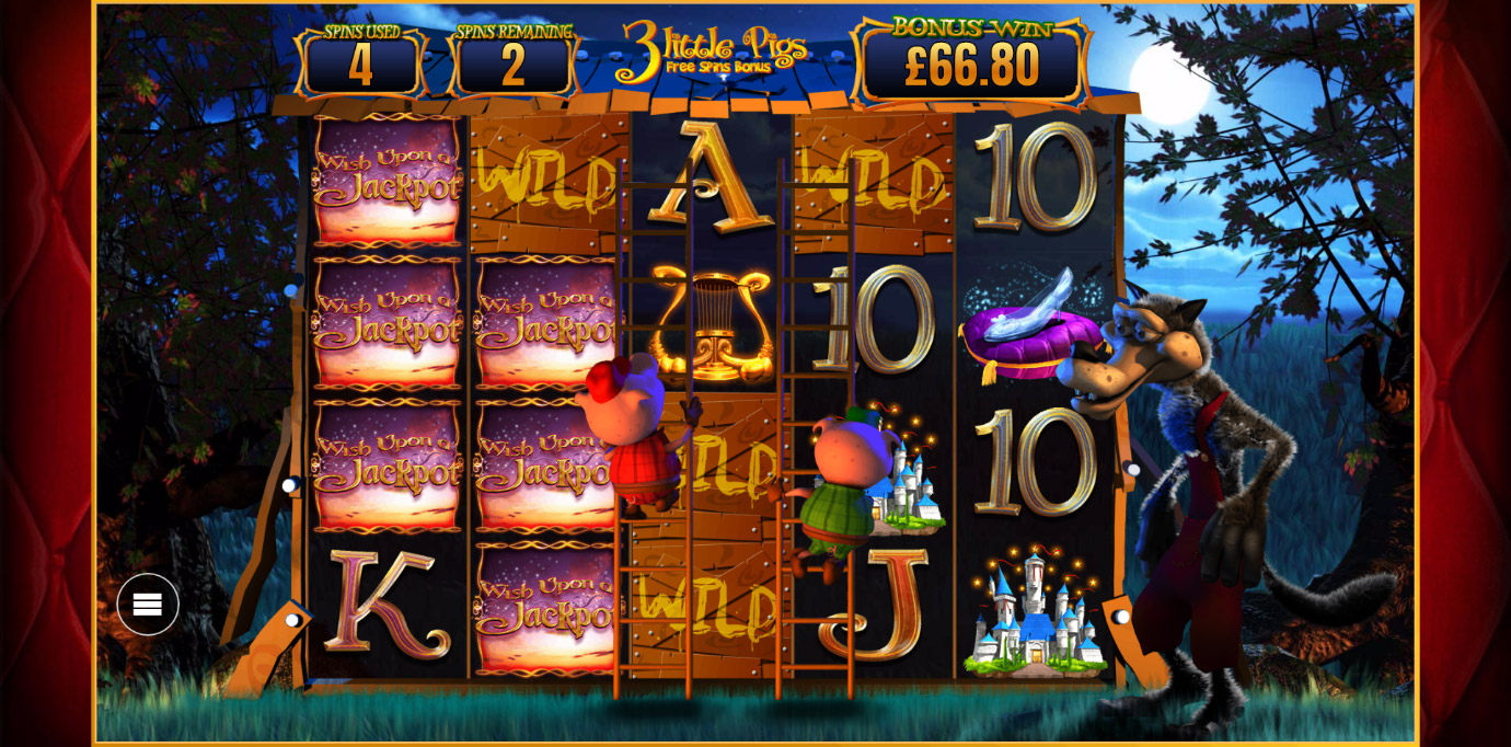 3 Little Pigs Free Spins Bonus from Wish Upon A Jackpot slot machine