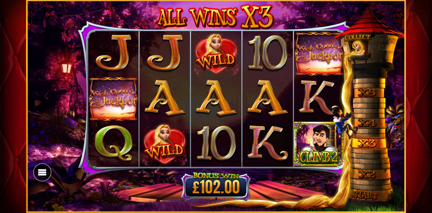 Rapunzel Free Spins Bonus from Wish Upon A Jackpot online slot game