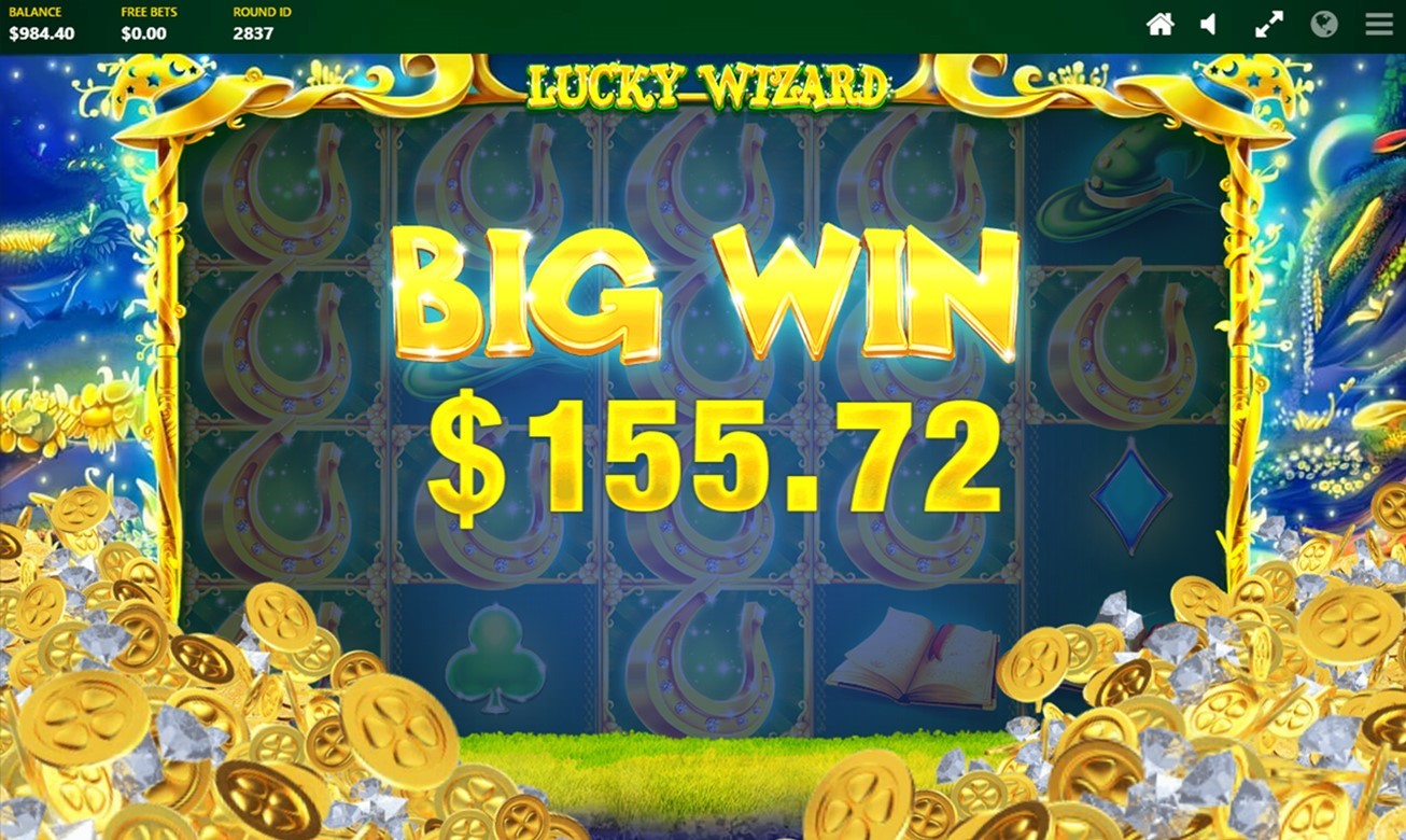 The Big Win animation screen on PlayOJO's lucky Wizard Video slot