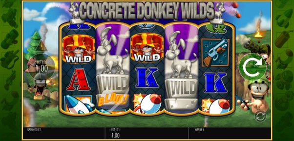 Concrete Donkey Wilds expand to fill reels during Worms Reloaded slot spin