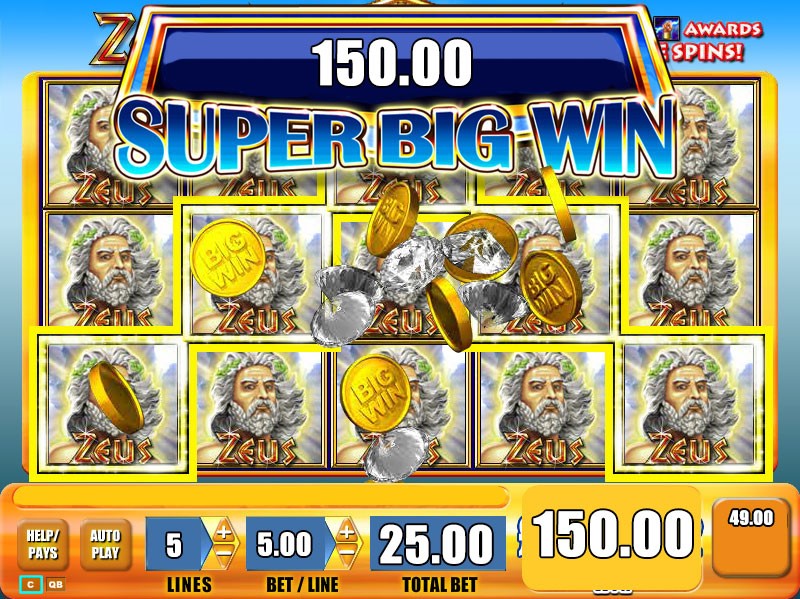 Super Big Win awarded on the original WMS Zeus online slot