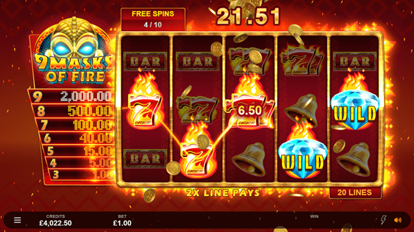 9 Masks of Fire slot free spins