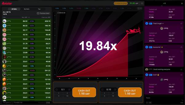 Testa Aviator casino slot hos PlayOJO