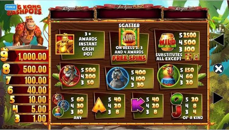 King Kong Cashpots slot features