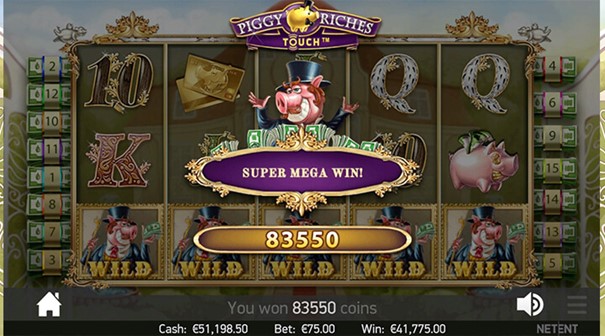 NetEnt Piggy Riches slot win