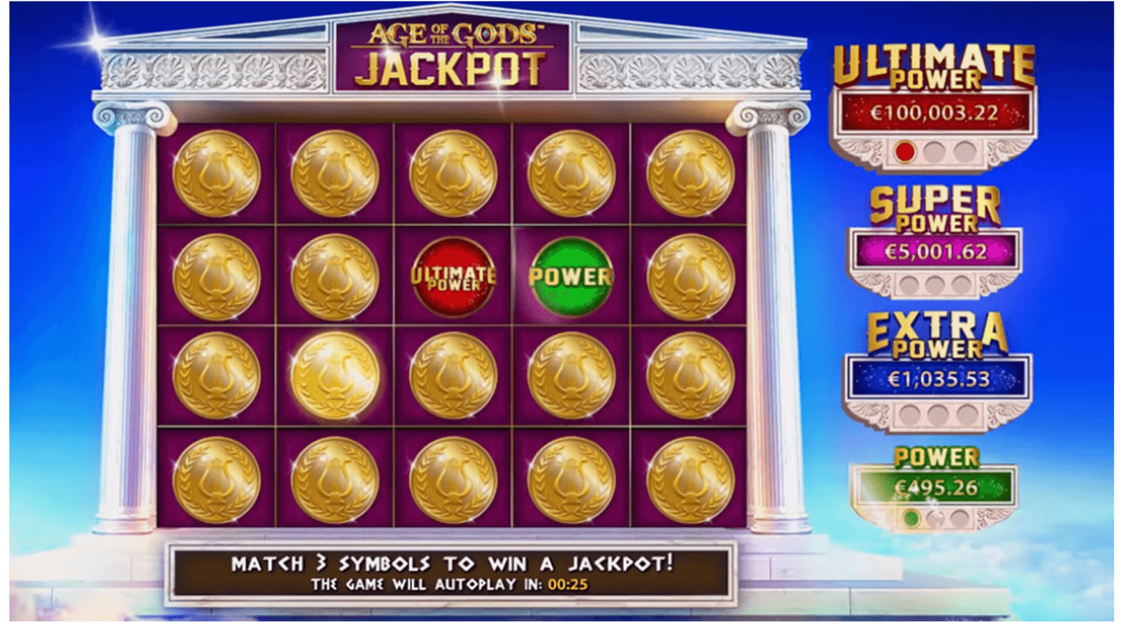 Age of the Gods slot jackpot feature