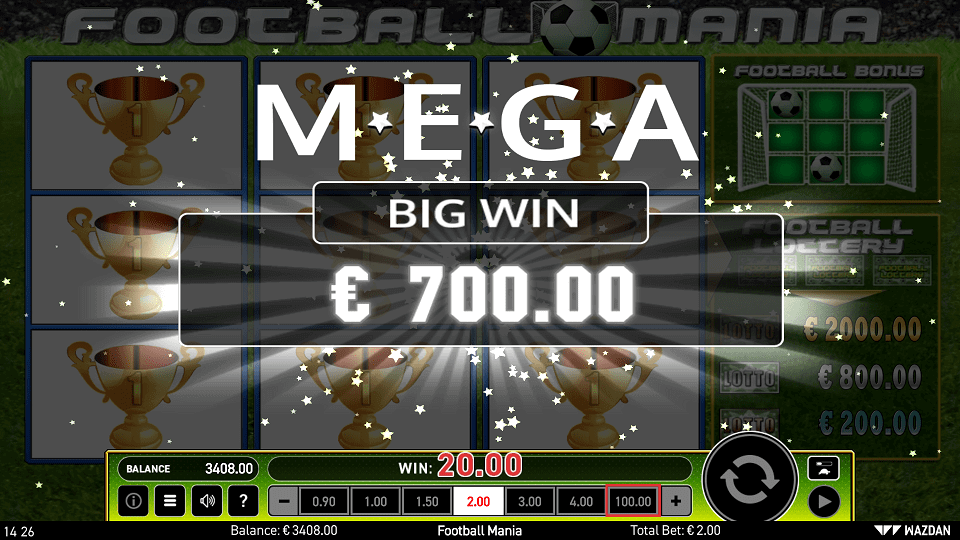 Bonus et gains machine à sous Football Mania
