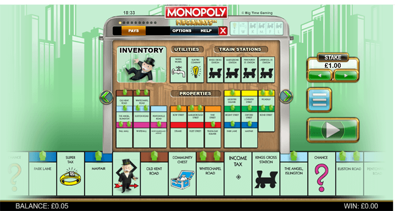 Monopoly Megaways slot features