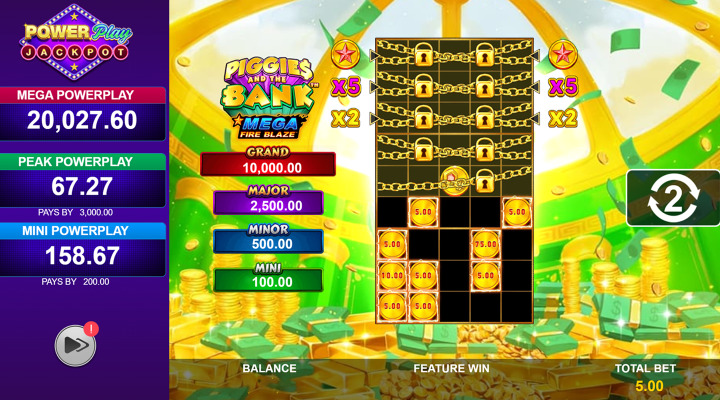 Piggies and the Bank Mega Fire Blaze Power Play Machine à sous