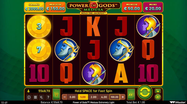 Testa nya Power of Gods: Medusa Extremely Light slot hos oss på PlayOJO!