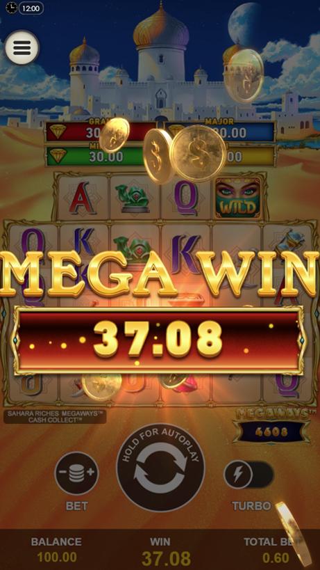 Capture d'écran mobile de la machine à sous Sahara Riches Mega Win