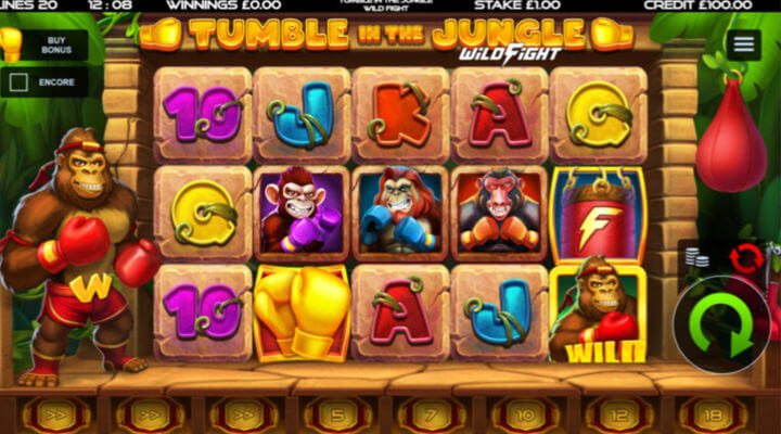 testa äventyrliga Tumble in the Jungle slot hos PlayOJO