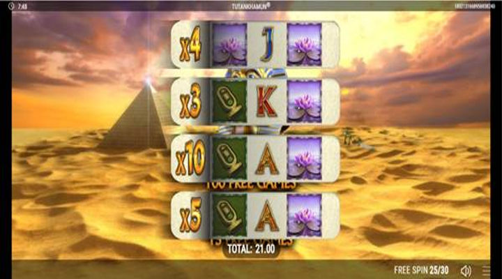 Tutankhamun Deluxe Pull Tab Features Screenshot