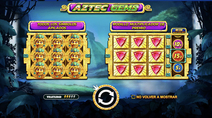 Pantalla de juego base del slot Aztec Gems