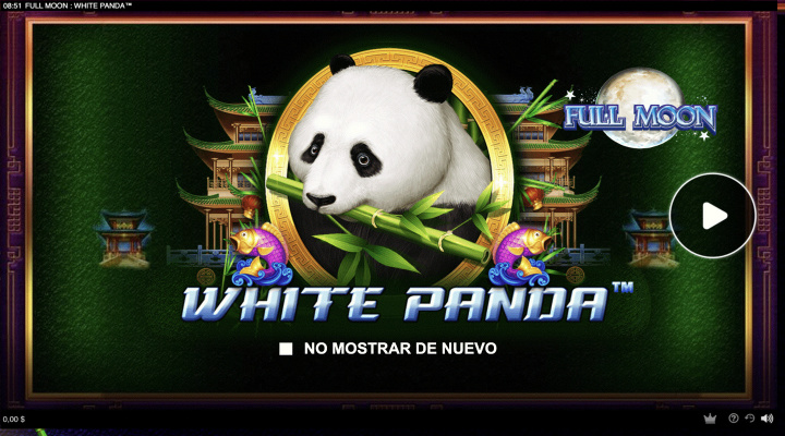 Pantalla de inicio  de Full Moon: White Panda Slot