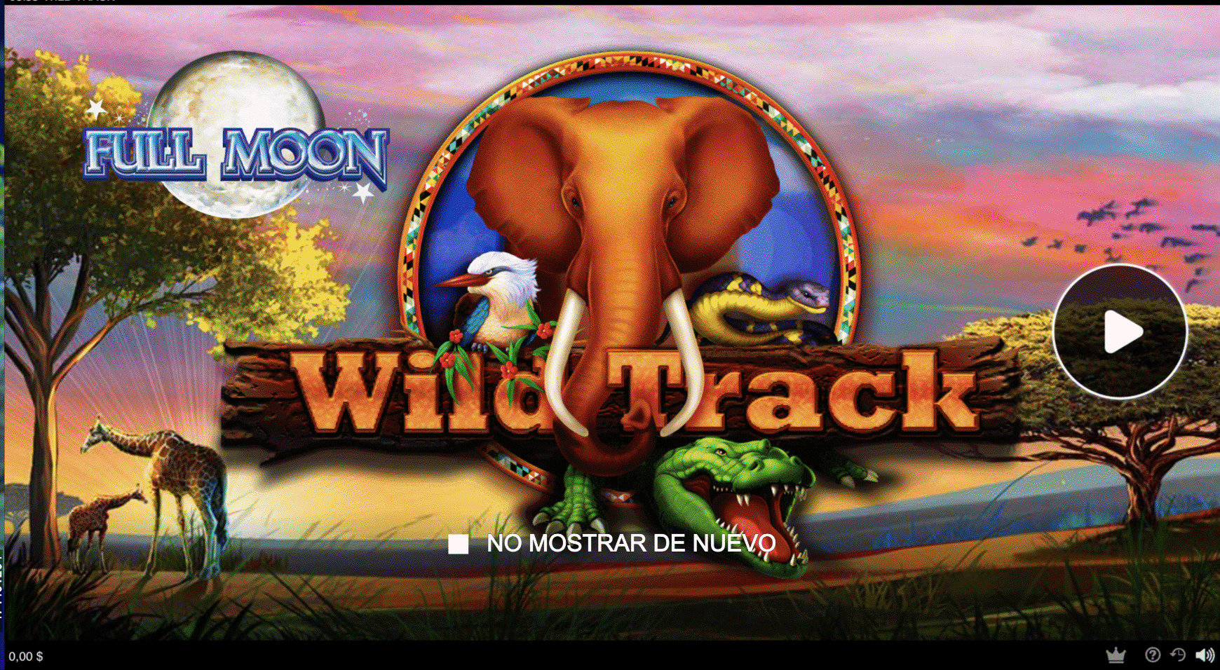 Pantalla de inicio  de Full Moon: Wild Track Slot