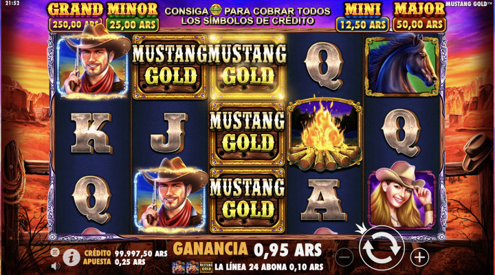 Pantalla de juego base de Mustang Gold