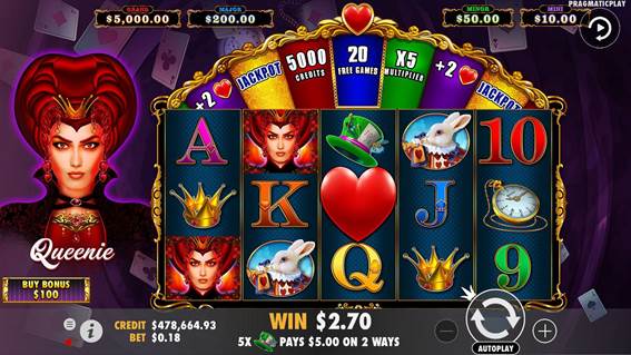 Slot Queenie pantalla del juego base
