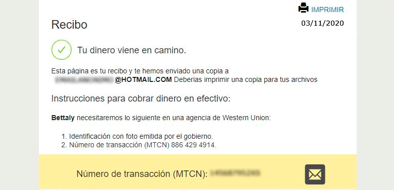 Numero MTCN Western Union