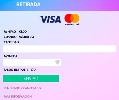 Retirada de PlayUZU con Visa o Mastercad