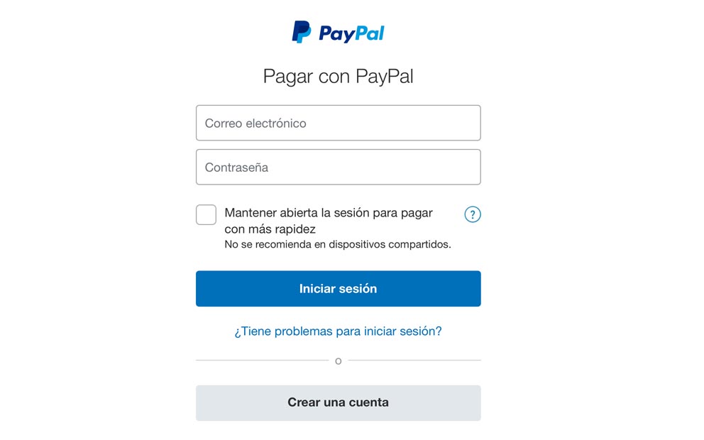 PASO 4 para depositar con PayPal: Inicia Sesion en tu cuenta de PayPal
