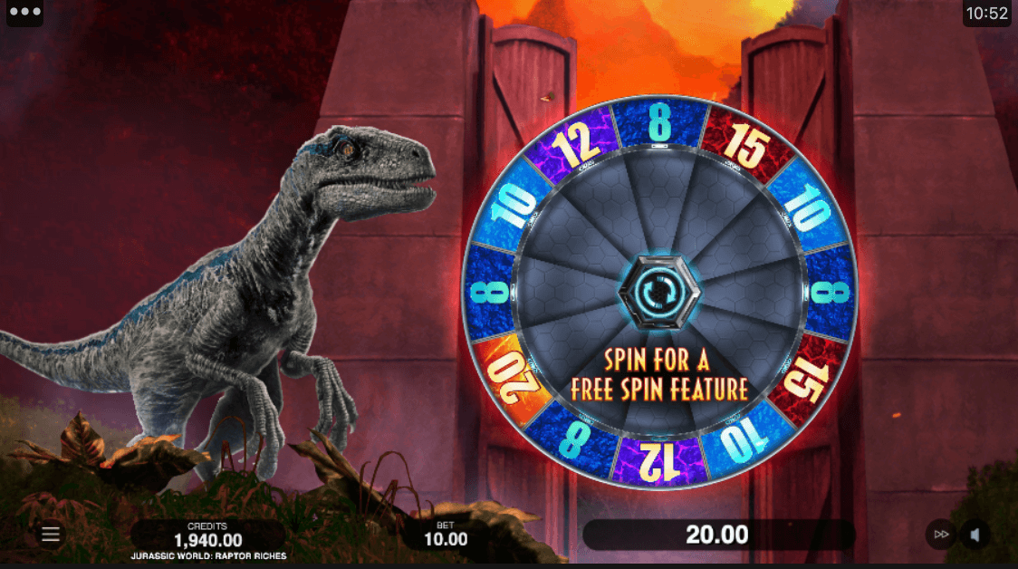 Jurassic World Raptor Riches slot free spins