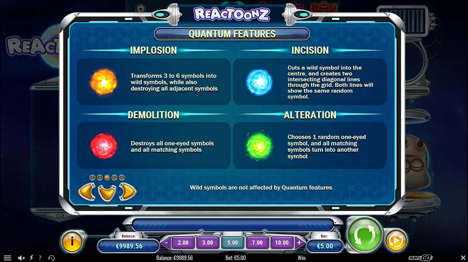 Reactoonz slot features
