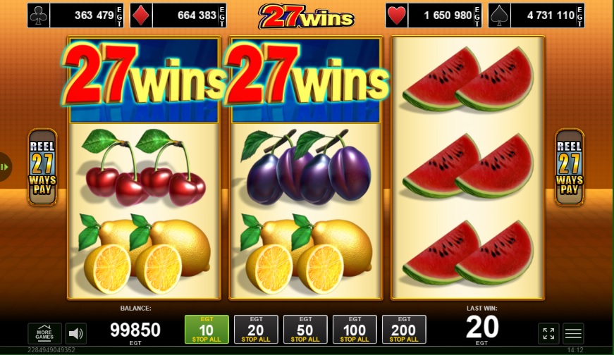 Dos símbolos scatter en 27 Wins slots