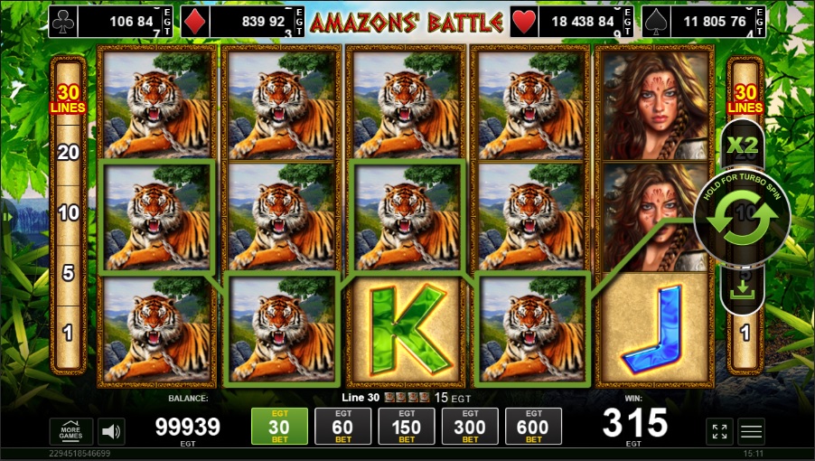 Líneas de pago ganadoras (y con tigres) en Amazons’ Battle