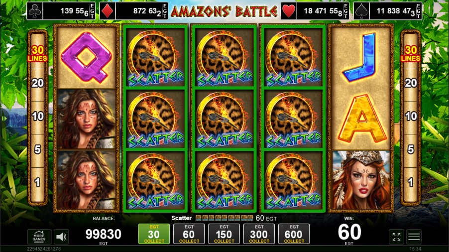 9 símbolos scatter en el juego de casino Amazons’ Battle