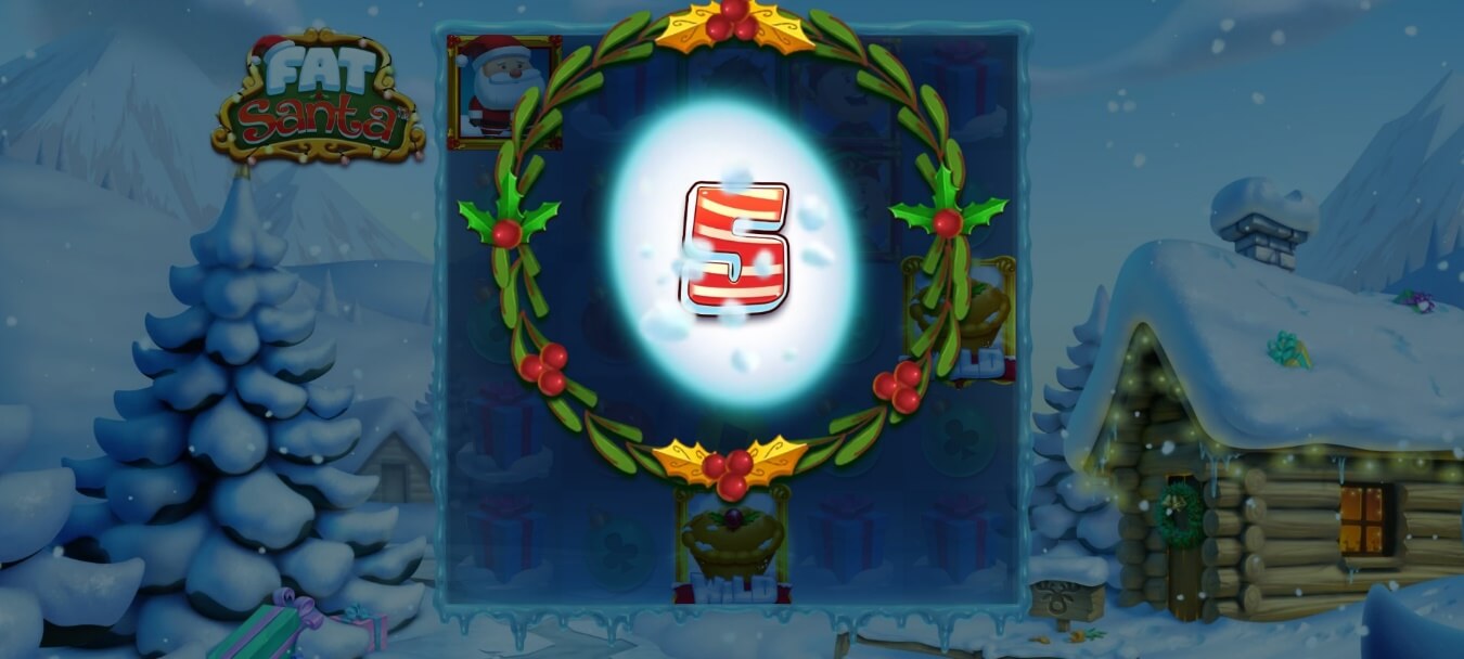 Símbolos scatter dan acceso a 5 giros gratis en el juego Fat Santa