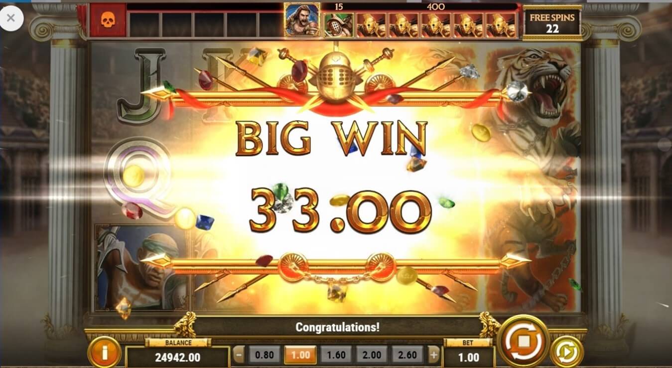 Big Win de la Slot Game of Gladiators