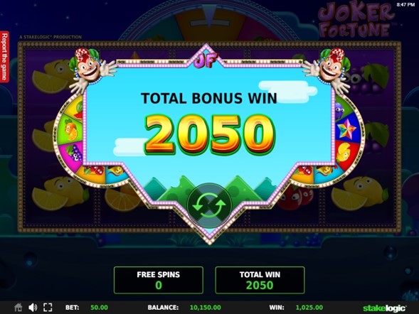 Bonus Win de la Slots Joker Fruit