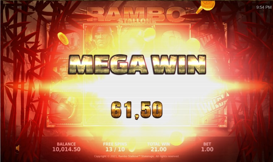 Mega Win de la Slot Rambo