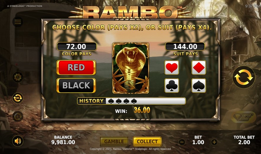 Apuesta de la Slot Rambo