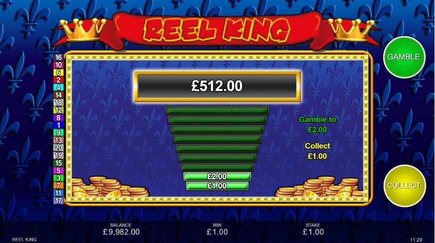 Mecánica de apuesta sobre la ganancia inicial en el juego Reel King