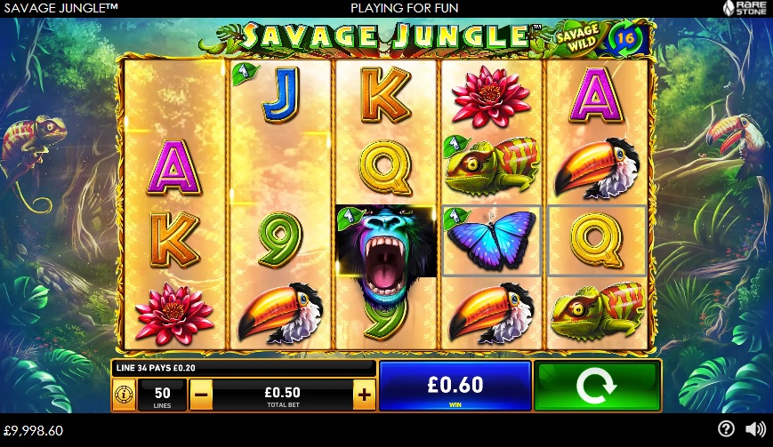 Líneas de pago ganadoras en Savage Jungle