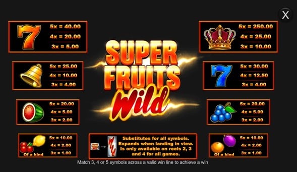 Símbolos Slots Super Fruits Wild